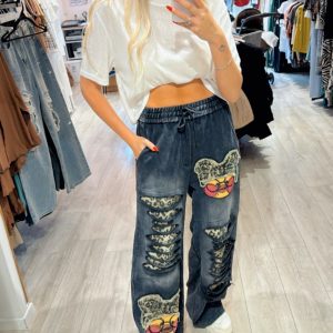 מכנס קרעים מנומר